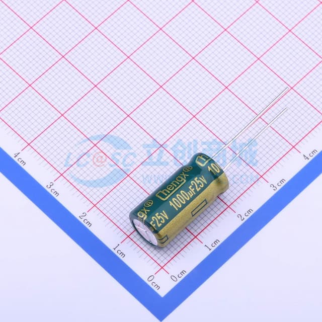 绿 1000uF -10%~+20% 25V【引线】实物图