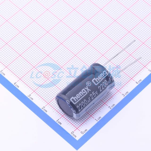 黑加垫片 2200uF ±20% 25V【插件】实物图