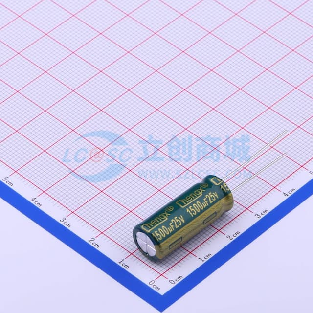 绿 1500uF ±20% 25V【引线】实物图