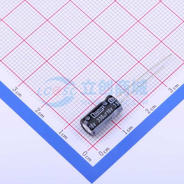 白 330uF ±20% 16V【引线】实物图