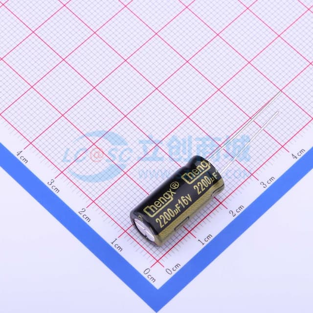 黑 2200uF ±20% 16V【引线】实物图