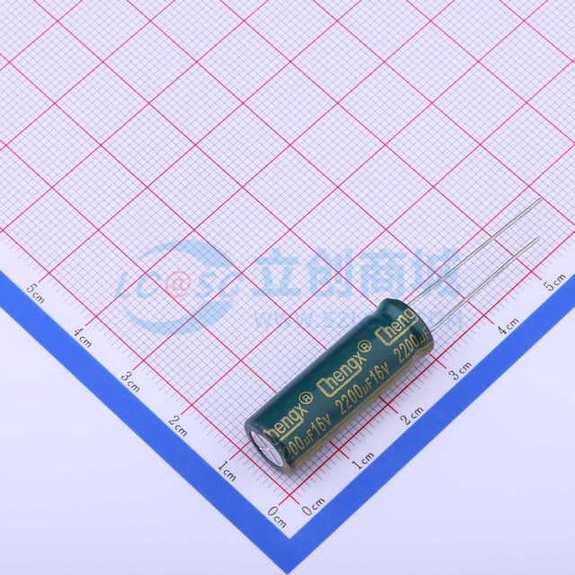 绿 2200uF ±20% 16V【引线】实物图
