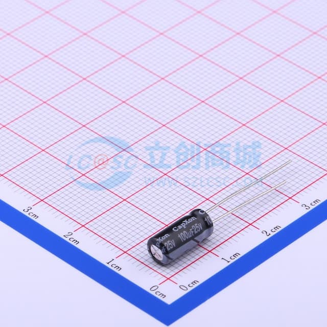 100uF ±20% 25V 【引线】实物图