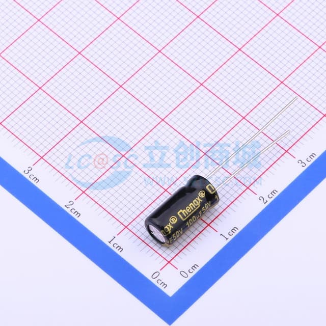 黑 100uF ±20% 50V【引线】实物图
