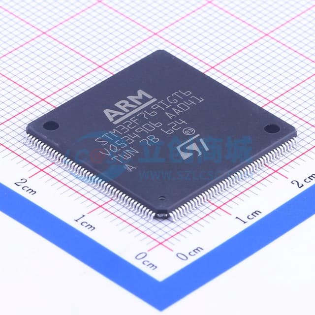带DSP和FPU的高性能ARM Cortex-M7 MCU，具有1 MB Flash、216 MHz CPU、ART加速器、一级缓存、SDRAM、TFT、MIPI-DSI、JPEG编解码器和DFSDM实物图
