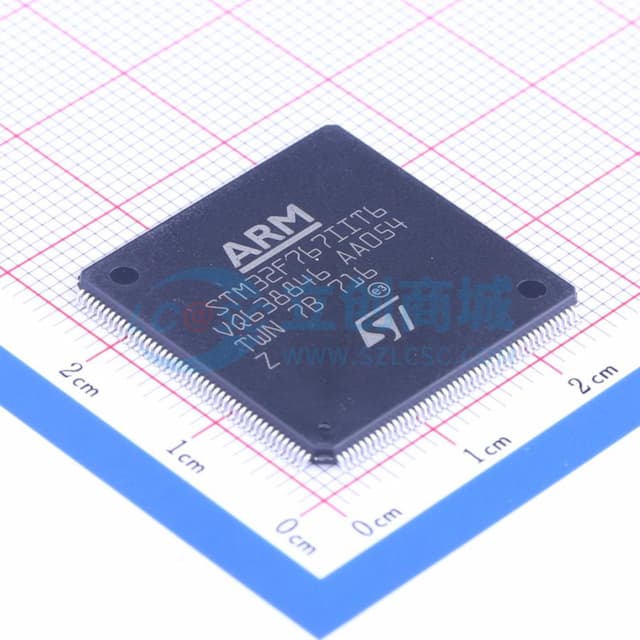带DSP和FPU的高性能ARM Cortex-M7 MCU，具有2 MB Flash、216 MHz CPU、ART加速器、一级缓存、SDRAM、TFT、JPEG编解码器和DFSDM实物图