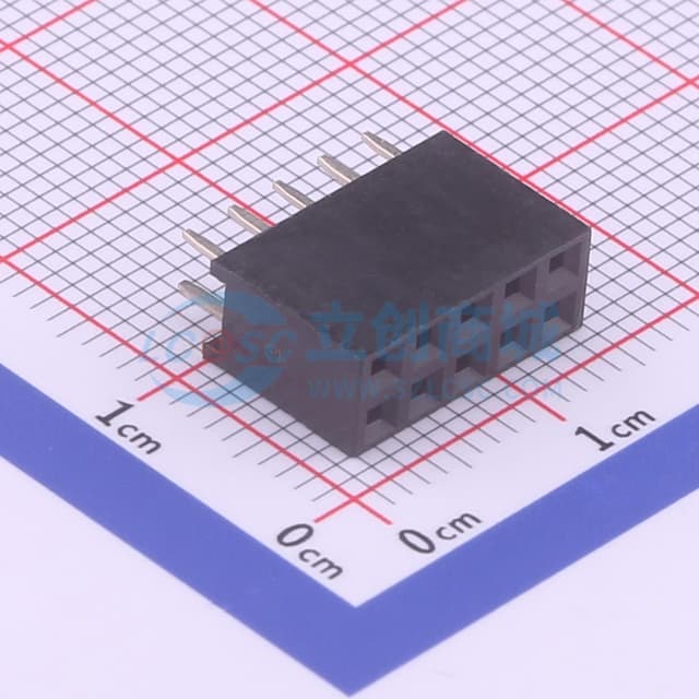 黑色 间距:2.54mm 2x5P 直插【排针】实物图