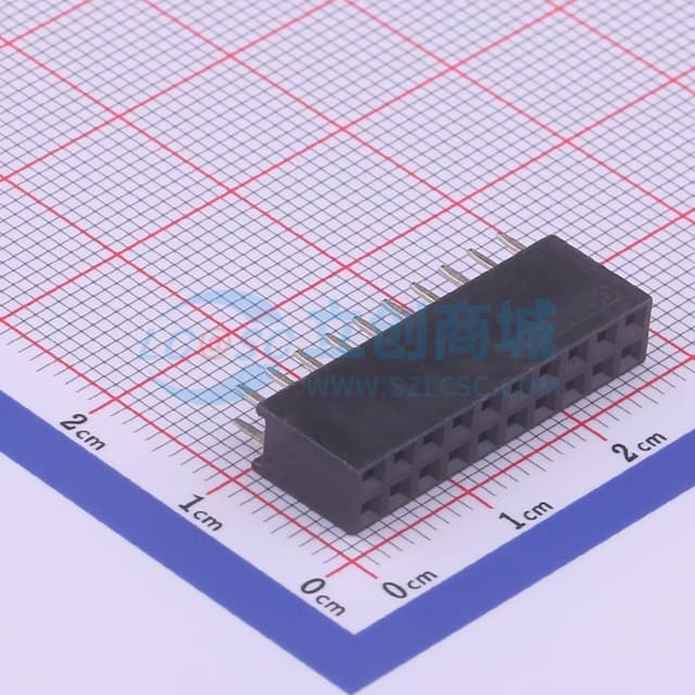 黑色 间距:2.54mm 2x10P 直插【排母】实物图