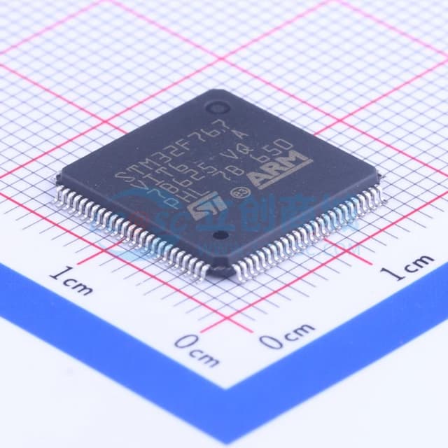 带DSP和FPU的高性能ARM Cortex-M7 MCU，具有2 MB Flash、216 MHz CPU、ART加速器、一级缓存、SDRAM、TFT、JPEG编解码器和DFSDM实物图