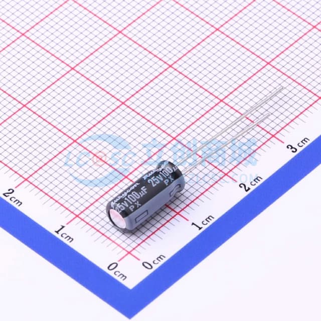 100uF ±20% 25V 【引线】实物图