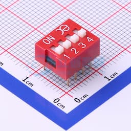 间距2.54mm 平拨,凸起式 4位拨码开关 【拨码】缩略图
