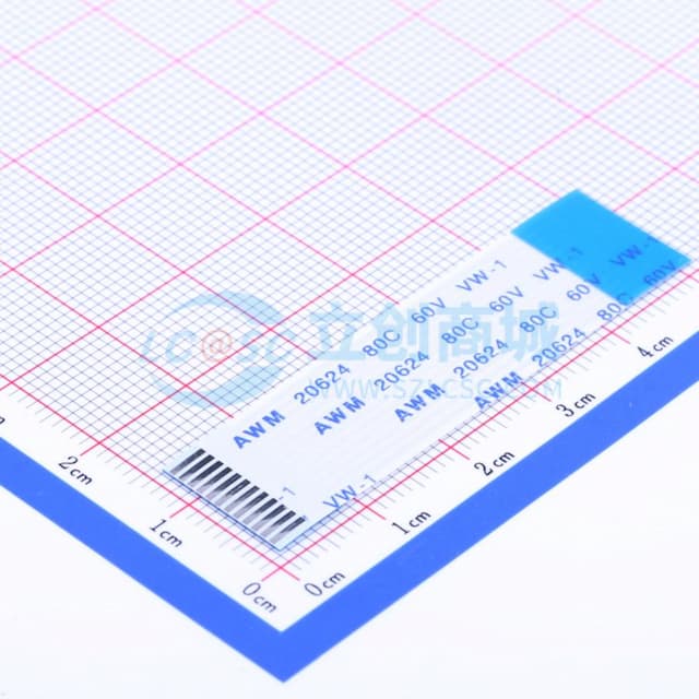 FFC连接线12P 间距1.0mm 长50mm 反向实物图