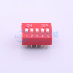 间距2.54mm 平拨,凸起式 5位拨码开关 【插件】缩略图