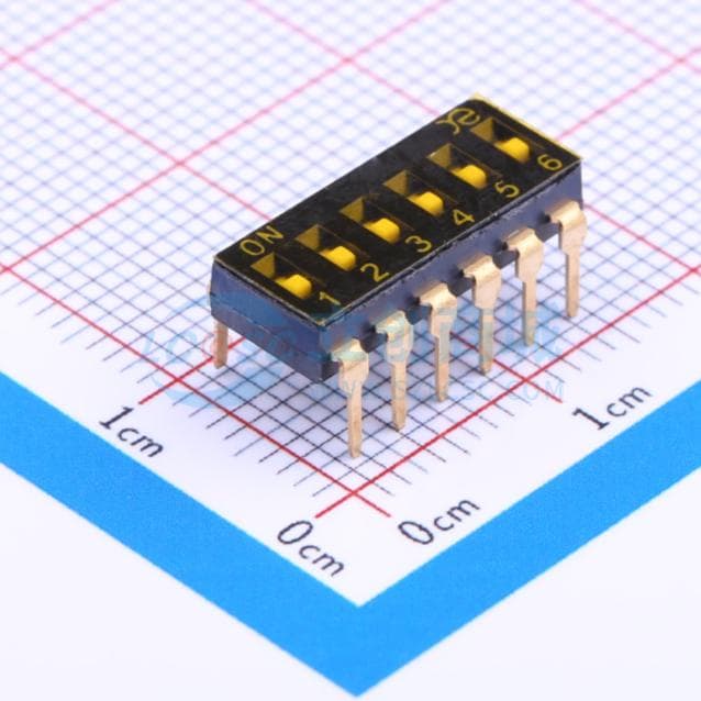 2.54mm 6位低推贴胶 插件 【拨码】实物图