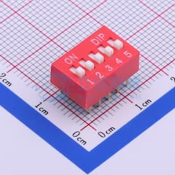 间距2.54mm 平拨,凸起式 5位拨码开关 【插件】缩略图