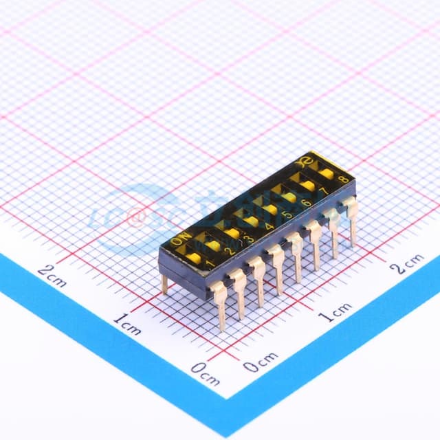 2.54mm 8位低推贴胶 插件 【拨码】实物图