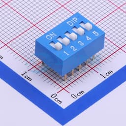 间距2.54mm 平拨,凸起式 5位拨码开关 【插件】缩略图