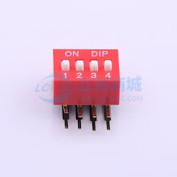 间距2.54mm 平拨,凸起式 4位拨码开关 【拨码】缩略图
