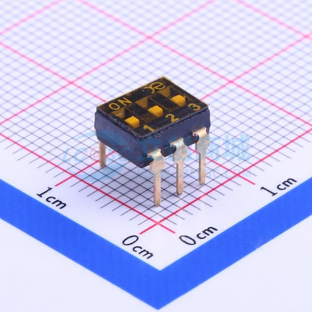 2.54mm 3位低推贴胶 插件 【拨码】实物图