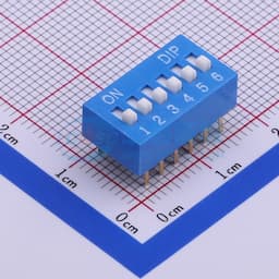 间距2.54mm 平拨,凸起式 6位拨码开关 【插件】缩略图
