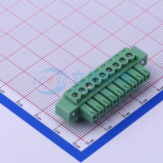 3.81mm 1x9P 排数:1 每排P数:9 螺丝固定实物图