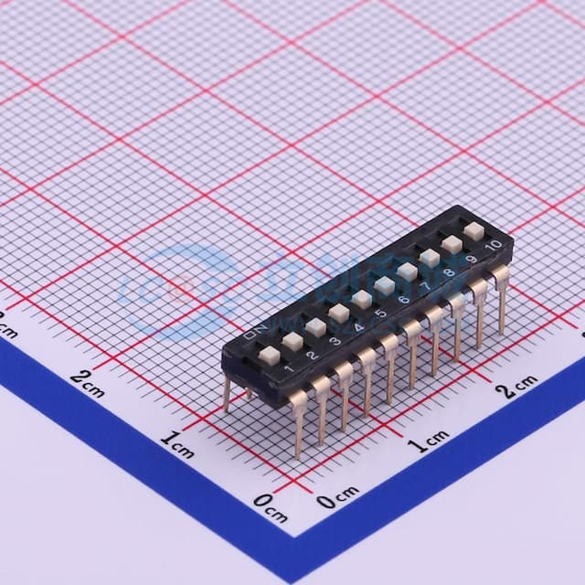间距2.54mm 平拨,凸起式 10位拨码开关 【拨码】实物图