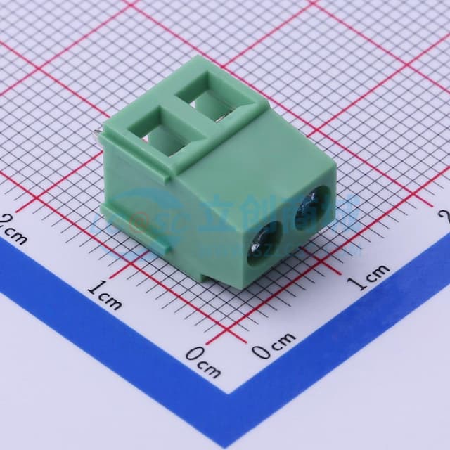 1x2P 5.08mm 直插 排数:1 每排P数:2【螺钉】实物图