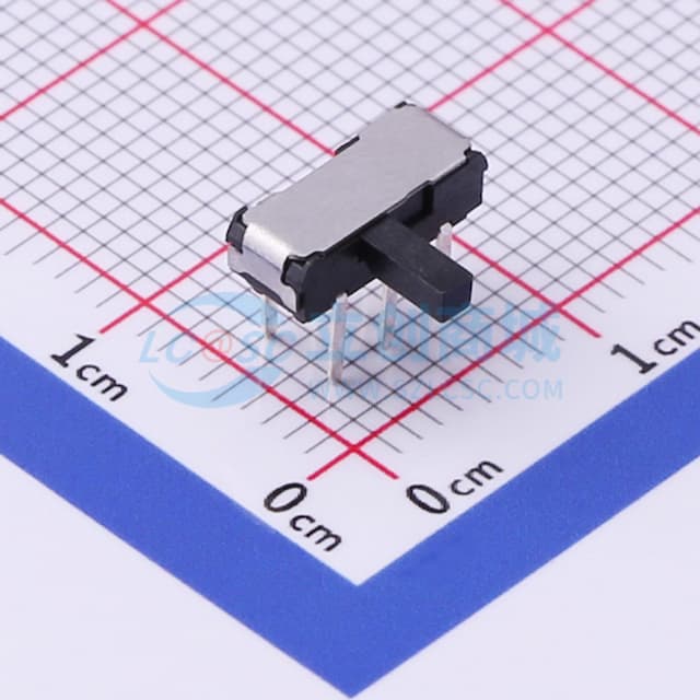 滑动开关9.1*3.5*4.0mm插件侧拨六脚二档 【插件】实物图