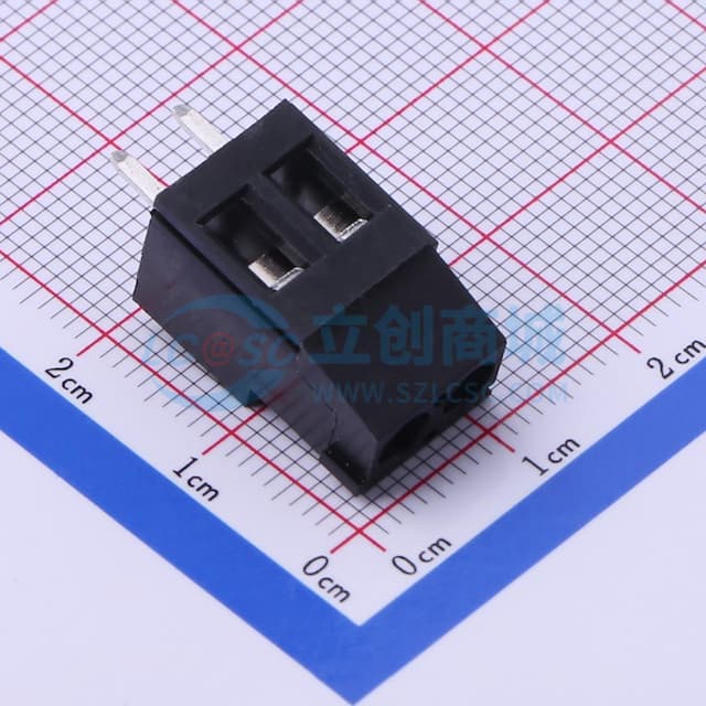 1x2P 5mm 直插 排数:1 每排P数:2【螺钉】实物图