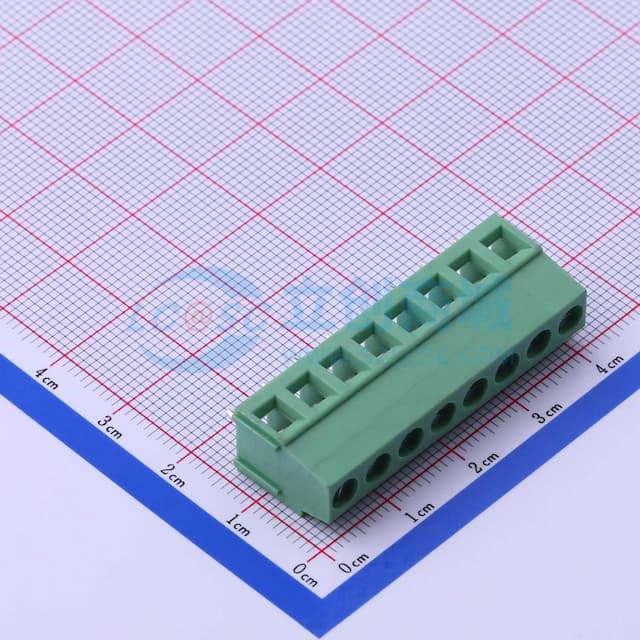 1x8P 5mm 直插 排数:1 每排P数:8【螺钉】实物图