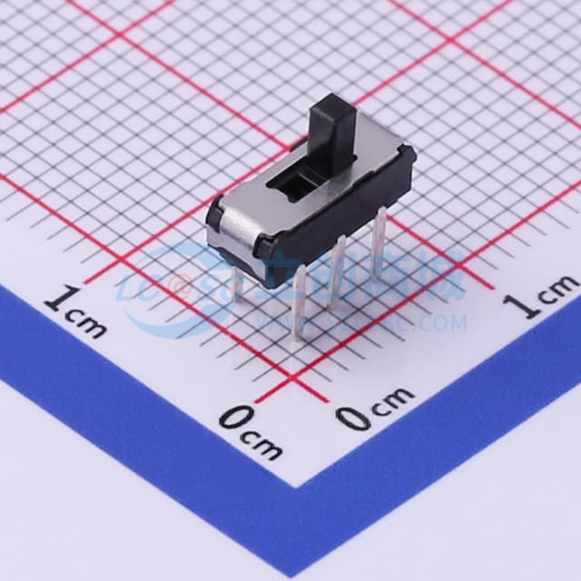 滑动开关9.1*3.5*3.0mm插件正拨六脚二档 【插件】实物图