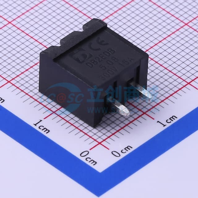 1x2P 5.08mm 排数:1 每排P数:2 【插拔】实物图