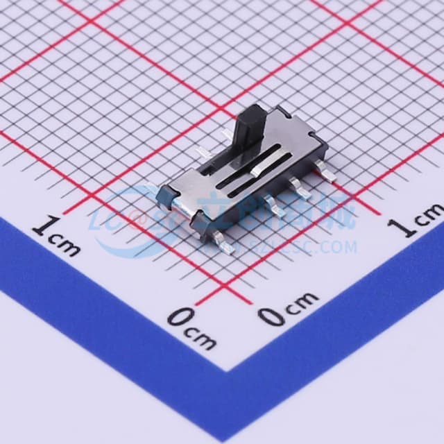 滑动开关9.9*3.5*2.0mm贴片正拨八脚三档实物图