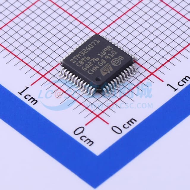 主流Arm Cortex-M0+ MCU，具有128 KB Flash存储器、36 KB RAM、64 MHz CPU、4x USART、定时器、ADC、DAC和通信接口，1.7-3.6V实物图