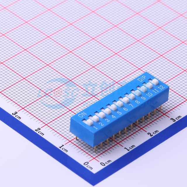 间距2.54mm 平拨,凸起式 12位拨码开关 【拨码】实物图