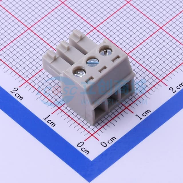 1x3P 3.81mm 排数:1 每排P数:3实物图