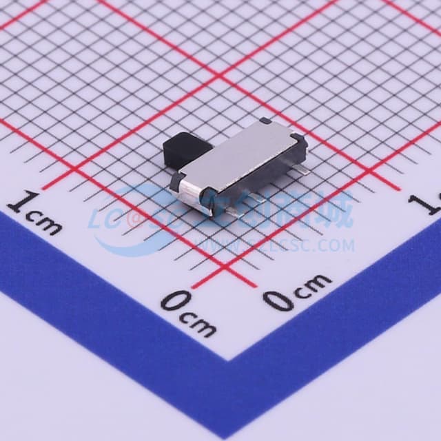 滑动开关6.6*2.7*2.5mm贴片侧拨三脚二档实物图