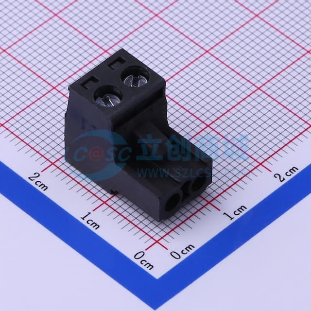 螺丝固定 1x2P 5.08mm 排数:1 每排P数:2实物图