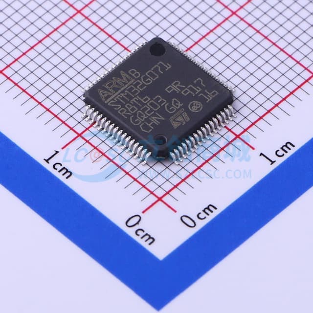 主流Arm Cortex-M0+ MCU，具有64 KB Flash存储器、36 KB RAM、64 MHz CPU、4x USART、定时器、ADC、DAC和通信接口，1.7-3.6V实物图