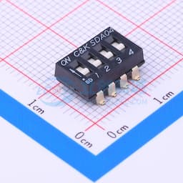 间距2.54mm 平拨,凹槽式 4位拨码开关缩略图