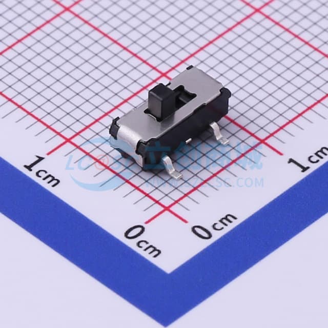 滑动开关9.1*3.5*2.0mm贴片正拨三脚二档实物图