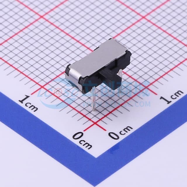 滑动开关9.0*3.5*3.0mm插件侧拨三脚二档 【拨动】实物图