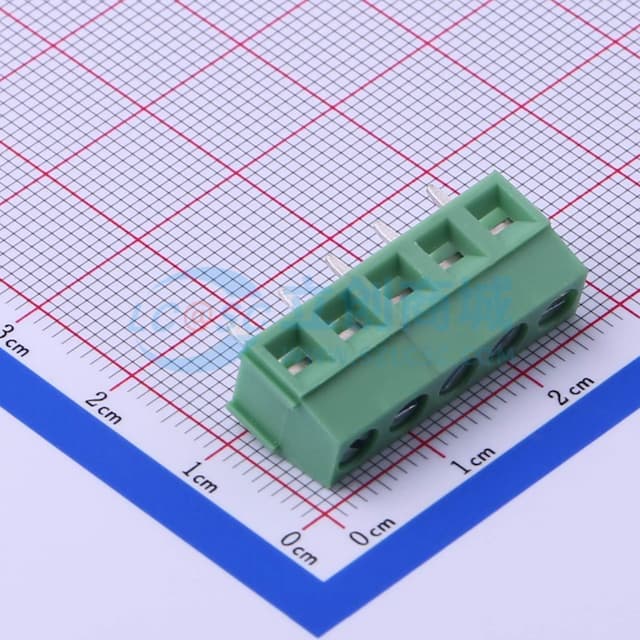 1x5P 5mm 直插 排数:1 每排P数:5【螺钉】实物图