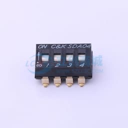间距2.54mm 平拨,凹槽式 4位拨码开关缩略图