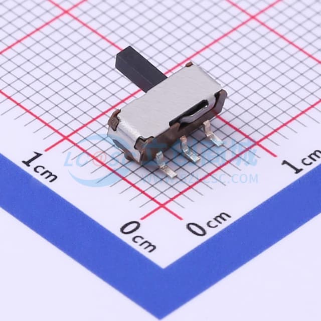 滑动开关9.1*3.5*4.0mm贴片侧拨单排三脚二档实物图