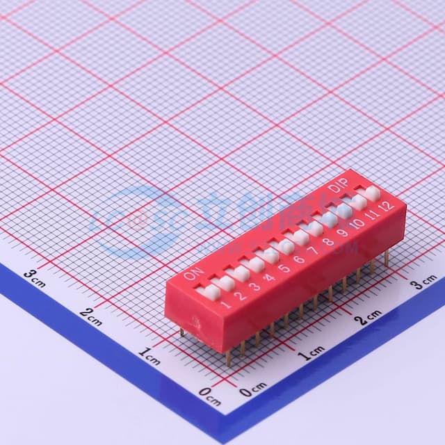 间距2.54mm 平拨,凸起式 12位拨码开关 【拨码】实物图