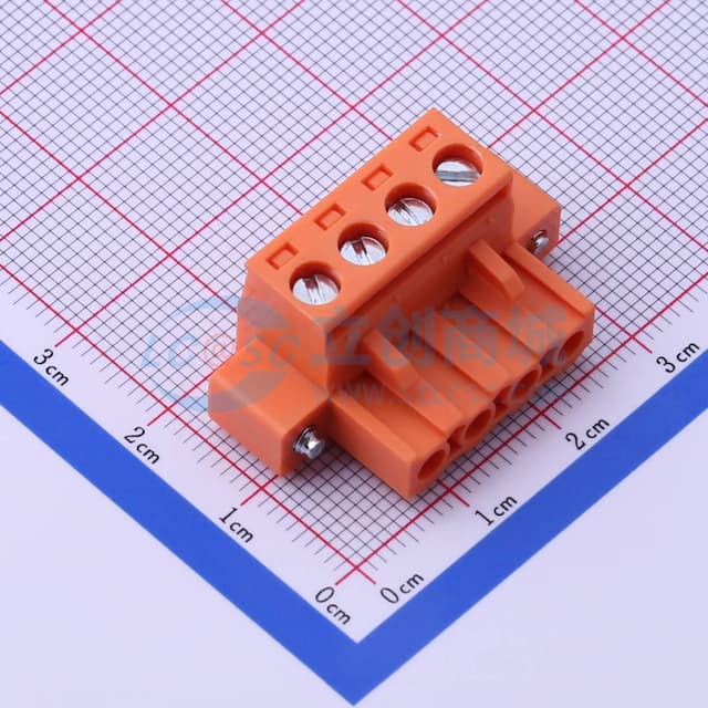 螺丝固定 1x4P 5.08mm 排数:1 每排P数:4实物图