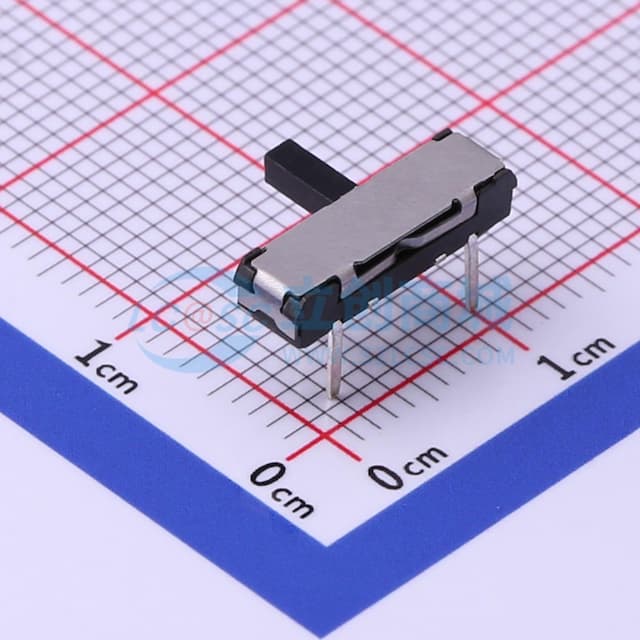 滑动开关13*3.5*4.0mm插件侧拨四脚三档 【拨动】实物图