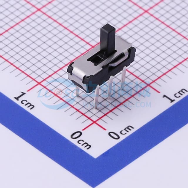滑动开关9.1*3.5*4.0mm插件正拨六脚二档 【插件】实物图