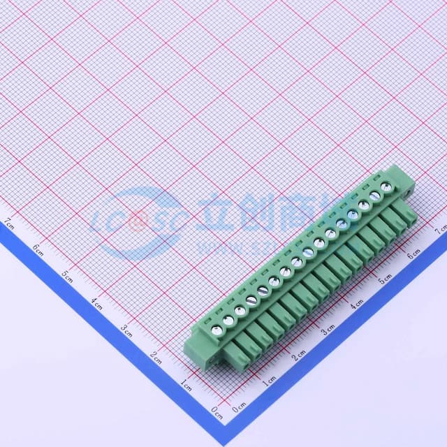 3.81mm 1x16P 排数:1 每排P数:16 螺丝固定实物图